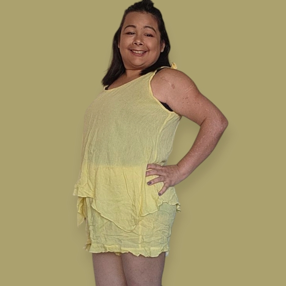 Womend XXL Sunny Yellow Sleeveless Top and Shorts Pajama Sey - Picture 5 of 10